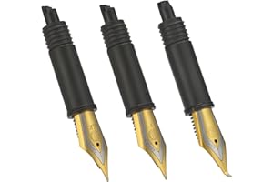 EROFA Set di 3 penne stilografiche Hongdian (punta fine, extra fine e piegata) colore: oro, serie 1850, 1851, 6013, 517S e 517D.