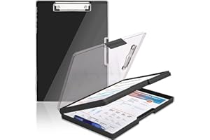 COLEESON Clipboard A4 with 2 Storage Case, Clear Visible Top Panel Storage Clipboards, Clipboard Folder Side-Opening, Nursing Clipboard Folder Case for Office Supplies, 8.5 x 11 inch (B)