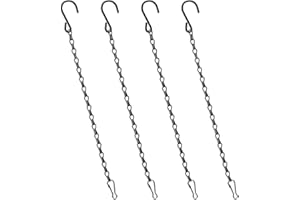 Bewudy Lot de 4 chaînes de panier suspendu de 33 cm avec crochets, chaînes de suspension pour paniers suspendus pour mangeoires à oiseaux, jardinières, lanternes et ornements
