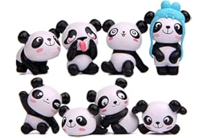 ZIRANEE Pandas Figurines,8 PCS Panda Figures Mignon Miniature Panda Mini Figurines Animales Cadeaux pour Filles Miniature Jardin Ornement Jardinage Poupée Gâteau Décoration pour Fête Enfant