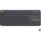 Logitech K400 Plus Wireless Livingroom Keyboard with Touchpad for Home Theatre PC Connected to TV, Customizable Multi-Media K