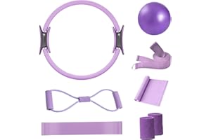 Gonggi Pilates Equipment Ring Kit, 8pc Spilates Ring and Ball Set for Women, Non-Slip Wrist Straps, Home Gym Fitness Equipment for Yoga, Pilates and Full-Body Workouts