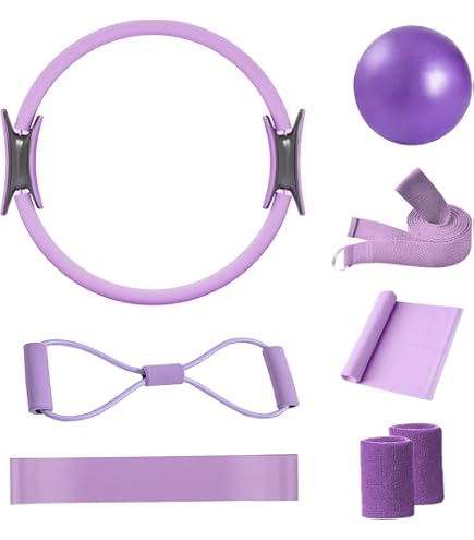 KmjuixPremium 13-Piece Pilates Kit For Women - Ring, Bands, Ball, Strap & Socks