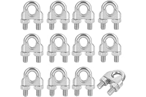 SHUNCHG 12 Pcs M4 Wire Rope Clip, 304 Stainless Steel Cable Clamps, U-Shaped Bolt Saddle Fastener with Lock Nuts for Rigging Ø 4mm Wire Ropes & Tension Cable in Industrial, Household, and Other Field