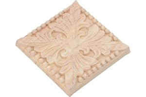 AUNMAS Aplique tallado de madera tallado sin pintar a cuadros calcomanía para muebles de la puerta del gabinete decoración 4pcs (2#)
