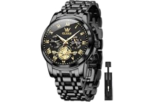 OLEVS Men Watch Chronograph Stainless Steel Quartz Business Dress Luminous Waterproof Multi-Function Men Wrist Watch