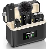 DENSHİ KL-G99 Kablosuz Yaka Mikrofonu &Ccedil;ift Mikrofonlu, 20 Saat Pil &Ouml;mr&uuml;, ENC G&uuml;r&uuml;lt&uuml; Engelleme, Şarj Kutulu Wireless Mikrofon
