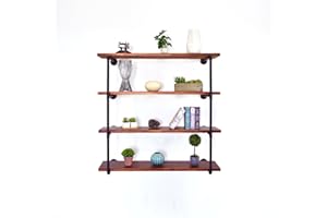 LINKPIPES Industrielle Rohrregale, 2Pcs-4Tier Retro Floating Regal Wand montiert, Rustikale Stroage Regale DIY Regal für Home Decorate (94cmTall, 27cm tief, nur Hardware)