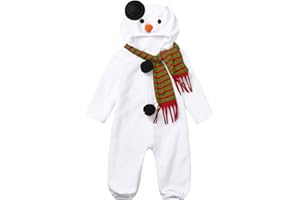 Generisch 2-Teiliges Baby-Schneemann-KostüM Overall FüR Weihnachten Baby Weihnachtsoutfit Mit Fleece Schal Schneemann Set Strampler Cosplay KostüM Hoodie Cosplay Fleece Hoodie Strampler Overall Schal