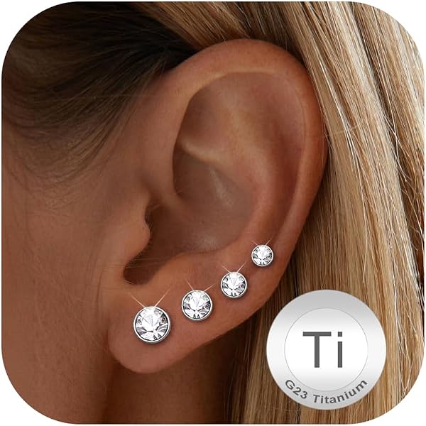 Lot De 12 Paires Boucles D'Oreilles Tige Acier Inoxydable Plaqué Or 18K Avec Zircon 3-6mm - Multicolores