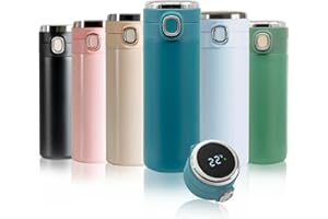 Borraccia Termica, m MU Bottiglia Termica Senza Perdite - 400ML, Intelligente LED Temperatura Display Touch Smart, Senza BPA Borracce, per Bambini, Scuola, Sport, Campeggio, Yoga, Palestra/BLU NAVY