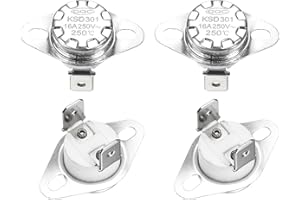 sourcing map KSD301 Thermostat 75℃/167°F 16A Normally Closed N.C Temperature Switch for Microwaves,Oven,Coffee Maker 2 Pcs,Ceramic Material