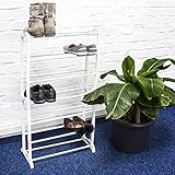 Relaxdays Schuhregal, Für bis zu 21 Paar Schuhe, Offen, 7 Ebenen, Zum Zusammenstecken, weiß - 2