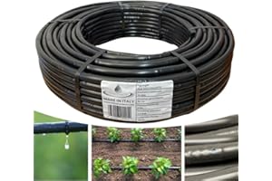 acquaverde | Ala Gocciolante ø 16 mm Passo 80 cm con Gocciolatore Doppio Foro 2 L/H SUPER, Rotolo da 100 mt, Tubo In Polietilene per Irrigazione a Goccia Automatica, Nero - Orto Facile