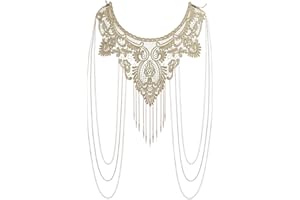 FINGERINSPIRE Boho Gold Body Chains Punk Multilayer Body Chain Gold Tassel Shoulder Necklace Layered Tassel Shoulder Chain Body Chain Jewelry for Women Uniform Dress Bikini Shoulder Accessories