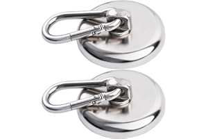 MIN CI 2pcs Crochets Magnétiques Aimantés Puissants, 42 mm Néodyme Aimant Grands Crochets de Traction Avecde 40 kg Puissants Force Crochet avec œillet Aimant Pour Cuisine Salle de Bain