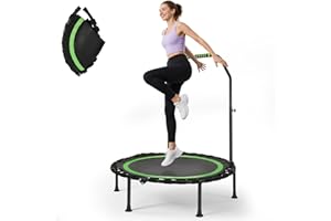 BROLTEJA Fitness Trampoline, Portable 101 cm / 39.76 Inch Foldable Rebound Trampoline, Quiet Design, Load Capacity 200 kg, Adjustable Handle, 5 Speed Height Adjustment, for Home Training of Adults