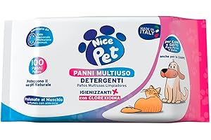 NICE COSMETICS Nice Pet Wielofunkcyjne chusteczki higieniczne dla psów i kotów, preparat zapachowy piżmo z chlorheksydyną, opakowanie 100 nawilżanych chusteczek
