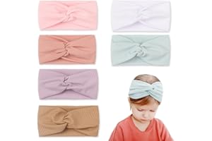 LZKHEH Fasce per capelli bambina in morbido tessuto elastico con fiocco, set da 6 pezzi adatto ai neonati fino ai 3 anni.