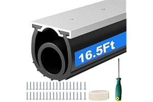 alophoty Joints inférieurs de porte de garage en caoutchouc robuste en U + O avec kit de base de retenue de rail en aluminium pré-percé, joints inférieurs en caoutchouc pour portes de garage de 5 m