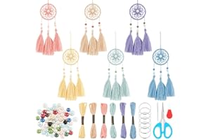 INFUNLY 6 Set DIY Small Dream Catcher Kit - Colorful Mini Making Kit for Bohemian Handmade Keychain, Bag Pendant, Car Mirror Hanger, Backpack Charm, Wall and Bedroom Decor