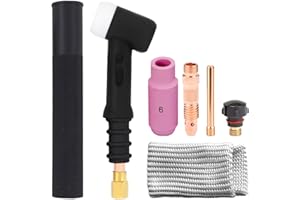 QAQGEAR TIG Soldadura Antorcha Cuerpo de la Cabeza para soplete WP-17F SR-17F, 150 Amp refrigerado por Aire, con Juego de Copa de Soldadura 2,4 mm y 3/32 "Trucos Escudo térmico de Dedo TIG