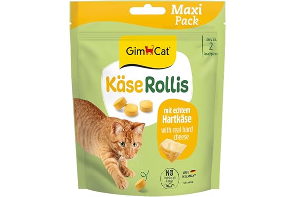 GimCat Rollis, friandises au fromage - Snack pour chats sans céréales et riche en vitamines au véritable fromage à pâte dure - Lot de 6 (6 à 140 g)
