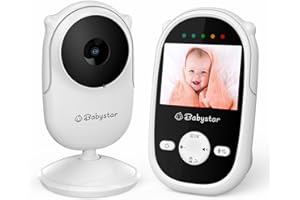 Babystar Baby Monitor with Camera and Night Vision,Wireless Video Baby Monitor with Rechargeable Battery,ECO Mode,Two-Way Audio,2.4inch Screen,Feeding Reminder,4 Lullabies
