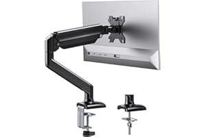 ErGear Uchwyt biurkowy z pojedynczym ramieniem monitora, do ekranów 13-34 cali, stojak na monitor z regulacją wysokości, z nachyleniem, obrotowym, zaciskiem C i podstawą przelotkową, VESA 75 i 100 mm,
