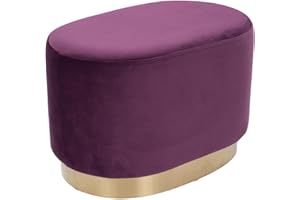 Qiyano Hocker Schminktisch Pouf Samt Sitzhocker in verschiedenen Größen und Farben mit Gold abgesetzt für Wohnzimmer Schlafzimmer oder Ankleidezimmer, Oval, Farbe: Lila