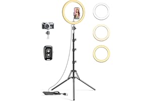 12,6 Zoll Ringlicht mit Groß Stativ Handy (Gesamthöhe 180 cm), Pnitri Großes Ringleuchte & Selfie-Ringlicht für Live-Streaming, Make-up, YouTube, TikTok Videos, Fotografie
