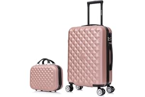 CELIMS - Juego de Maletas | Maleta de Viaje Cabina + Neceser Viaje | Maleta Cabina 55x40x20 cm | Trolley Cabina | Oro Rosa