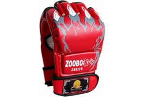 ZooBoo des Gants MMA, Gants de Boxe Demi-Doigt Mitaines MMA avec Bande de Poignet Ajustable Gants UFC pour l'entraînement au Sac de Frappe de Sanda Sparring
