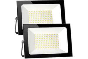 LITGLOBE Floodlight Outdoor 2 Pack, 100W 10000LM LED Flood Lights, 6500K Cold White Outside Light, IP66 Waterproof Security Light for Yard, Garden, Garage, Patio, Warehouse
