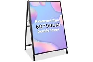 STANDNEE Pavement Sign, A Frame Sign Board Outdoors, Double Sided A-Board for Advertising, A Boards Pavement Signs, 60 * 90CM, Black