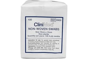 CliniMed Non-Woven Swabs 10cm x 10cm Non-Sterile 4-Ply Swabs for General Clean Procedures - 100 pcs
