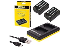 PABUTEL-BUNDLE 3in1-SET für die Panasonic Lumix DC FZ82 mit 2 Akkus für Panasonic DMW-BMB9 + USB Dual Ladegerät für 2 Akkus