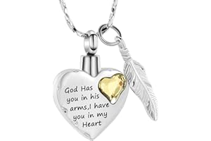 VCCWYQK Heart Urn Necklace for Ashes Cremation Jewelry Urn Necklace for Ashes-Your Wings were Ready but My Heart was Not (Yellow)