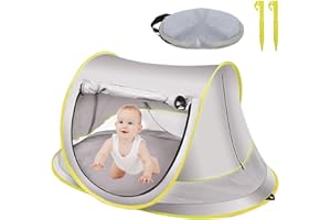 BIGKING Tienda de campaña Pop-Up para playa, parasol portátil, protección UV UPF 50, para piscina con mosquitera, de viaje (gris, máx)