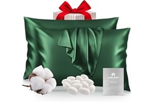 Larlary Poszewka na poduszkę 50x75 cm wykonana w 90% z jedwabiu i 10% z bawełny, hipoalergiczna, zapobiega rozwojowi roztoczy, chroni włosy i skórę (2 szt., zielona)