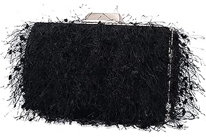 CORIOS Pochette da Sera Donna con Catena - Borsa a Spalla/Tracolla Elegante per Sposa, Cerimonia, Cocktail, Festa, Ballo - Nero