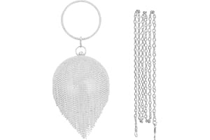 CORIOS Bolso de Fiesta para Mujer Bolso de Mano de Noche de Cristal con Bola Redonda Diamantes de Imitación Clutch Bolso de Hombro Bolsos Bandolera para Fiesta de Graduación Banquete Boda Plata