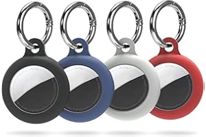 4 Piezas de Funda para Apple AirTags, NEKOSUKI Llavero Airtag Protectora de Silicona Gruesa para Airtag, Localizador Llaves AirTag Portátil para Mochilas y Mascotas, Anti Arañazos, Señal Fuerte