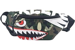 DZXIN Shark Marsupi,Marsupio per Bambini, Marsupio a Forma di Cartone Animato, Marsupio, Marsupio in Tessuto di Nylon, Marsupio per Bambini, Ragazzi, Corsa, Escursionismo, Viaggi, Sport (Mimetico)