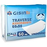 Gisinti Traverse Letto 60x90 assorbenti Traversa SalvaLetto MADE IN ITALY Ideale per incontinenza Traversa confezione 60 pezz