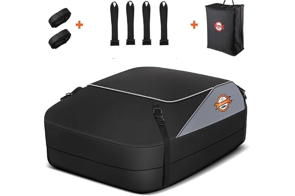 Sailnovo Coffre de Toit 15 Cubes / 430L étanche 1000D Sac de Toit de Voiture Souple avec 4 Crochets de Porte, 6 Sangles renforcées, pour Voitures avec/sans Barres de Toit/Barres de Toit/Rails
