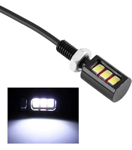 Mini Lampe LED Plaque Immatriculation Moto 12V 3 LED E-Mark Impermeable Universelle