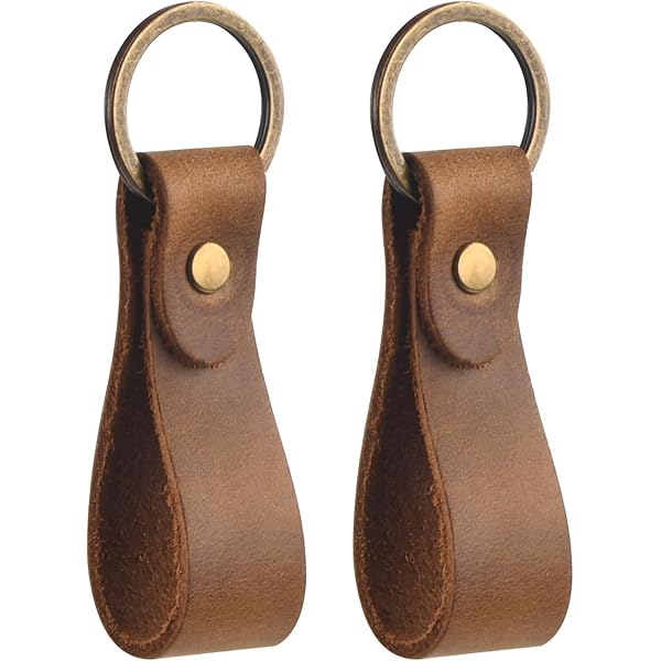 Wisebom Sleutelhanger van echt leer, hoogwaardig, 2 stuks, metalen sleutelringen met leren band, sleutelkoord, leren sleutelhouder, voor dames en Wisebom Sleutelhanger van echt leer, hoogwaardig, 2 stuks, metalen sleutelringen met leren band, sleutelkoord, leren sleutelhouder, voor dames en