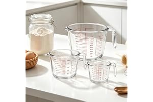 Set med 3 doseringsglas, 250 ml, 500 ml, 1 000 ml, med handtag och 4 graderingar