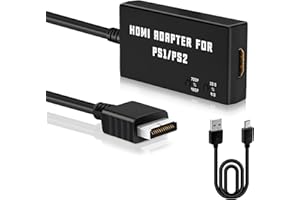 Mcbazel Adattatore HDMI per PS2/PS1, PS1/PS2 a HDMI Convertitore Supporta 4:3/16:9 Aspetto Schermo Rtio Switch e Commutazione Risoluzione 480p/720p Adattatore